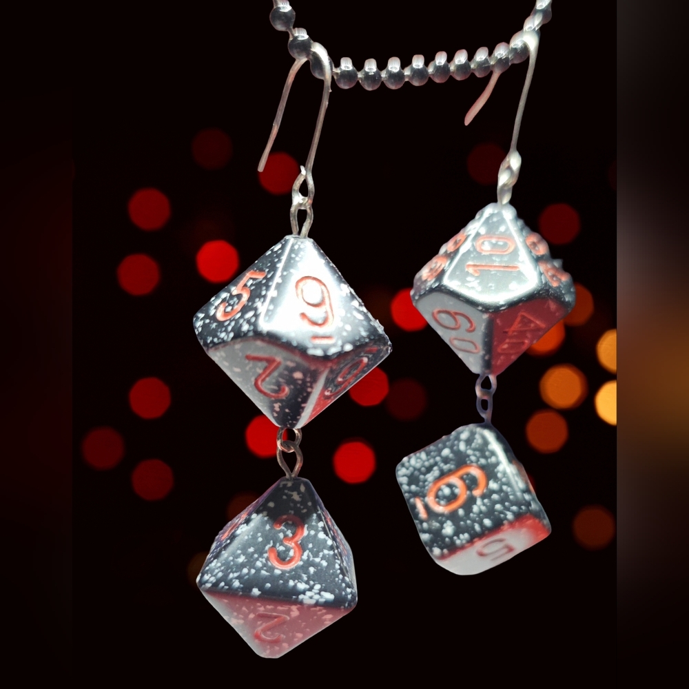 Black & Red Gamer Dice Earrings